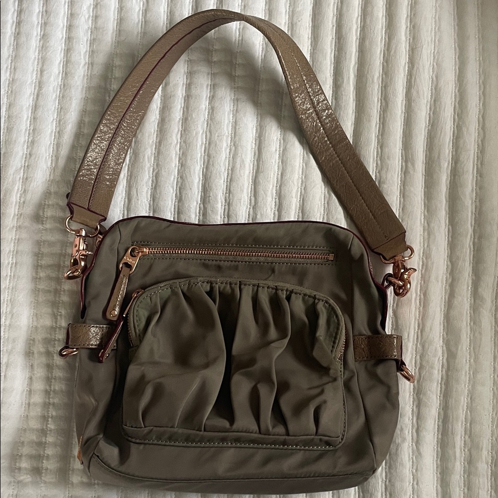 MZ Wallace gray bag with rose gold hardware